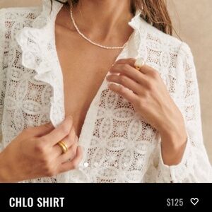 Sezane Chlo blouse in white lace